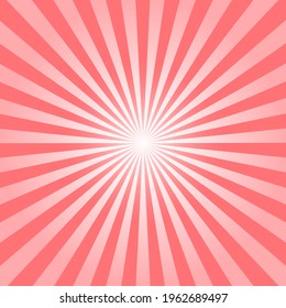 Pink Sunburst Pattern Background. Sunburst with rays background. Vector illustration. Pink radial background.