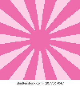 Fondo de arte rosa Sunburst o Sunlight pixel. Ilustración vectorial.