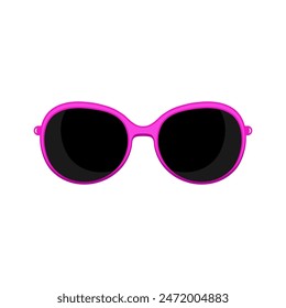 Pink sunglasses flat vector illustration on white background
