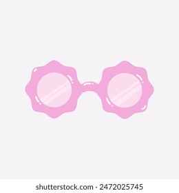 Pink sunglasses. Hand drawn retro style illustration.