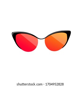 Pink sunglasses with reflection isolated on white background. Vector elements for invitation flyer, promotion stickers, web banner and poster design.