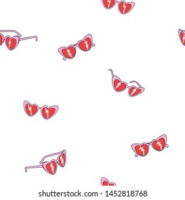 Pink Sunglasses seamless pattern. Summer symbol vector print.Fabric design.