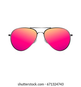 Pink Sunglasses.  Vector Illustration. Realistic Style on White Background. Fashion Design Element