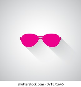 Pink Sunglasses web icon on light grey background