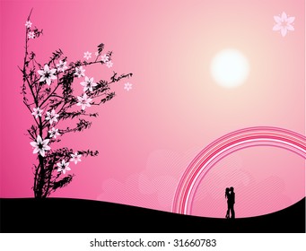 Pink sunset, love