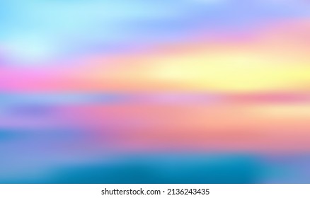 Pink sunset sea sky blurred background - pink and yellow background vector illustration