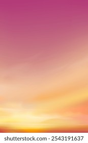 Pink Sunset Sky,Cloud Background in winter,Summer sunrise with yellow, orange blur pastel colour gradient over sea beach in Evening,Vertical Nature of Romantic Sky Sunlight for Autumn banner