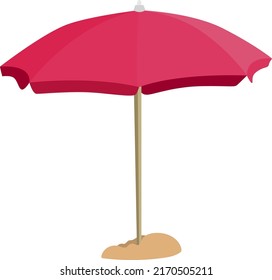 Pink sunshade umbrella isolated on white background. Flat style