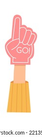 Pink supported foam finger flat icon Thumbs up