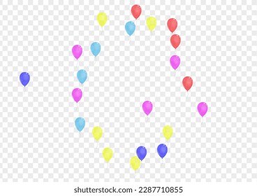 Pink Surprise Background Transparent Vector. Confetti Realistic Illustration. Green Streamers. Bright Air. Toy Label Card.