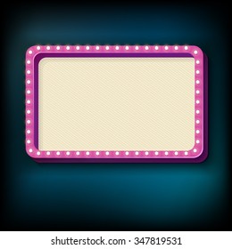 Pink surround a rectangular frame with lights and blank space for your text, vector illustration