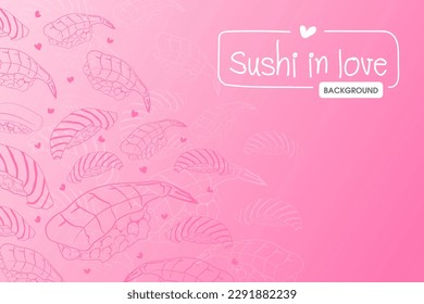 pink sushi pattern background, sushi in love, background design