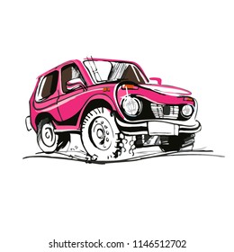 pink SUV. sketch 