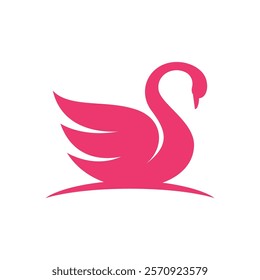 Pink swan vector illustration for beauty logo design