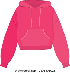 Pink sweatshirt hoody isolated on white background. Casual clothing for training, workout and urban style