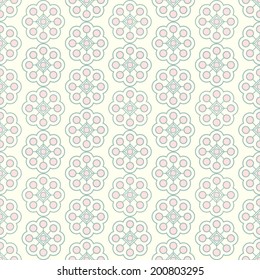 Pink sweet bloom and rectangle and line pattern on pastel background. Vintage flower seamless pattern style for cute or graphic design.