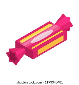 Pink sweet bonbon icon. Isometric of pink sweet bonbon vector icon for web design isolated on white background