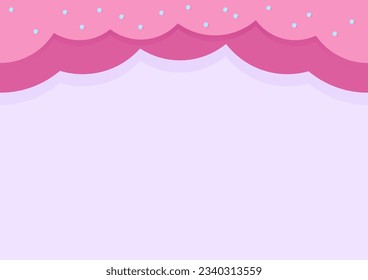 Borde dulce rosa sobre fondo liso rosa