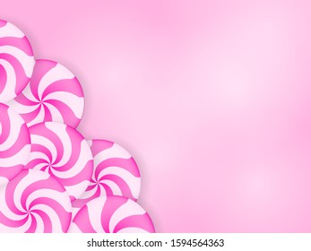 Pink sweet candies. Vector stock illustration for poster
