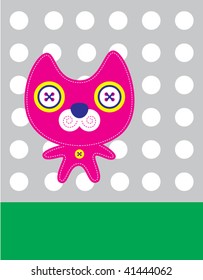 pink sweet catty doodle greeting