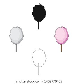 Pink sweet cotton wool on a stick. Dessert for children and sugar in the amusement park.Amusement park single icon in cartoon,black style vector symbol stock illustration.