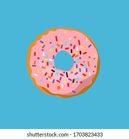 Pink sweet donut. Vector illustration