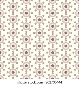 Pink sweet flower and circle pattern on pastel background. Vintage blossom and dot seamless pattern style for cute or modern design.
