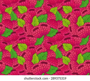 Pink sweet and fresh raspberry summer pattern. Vector illustration can be used for backgrounds, web design, surface textures, food design and other crafts.