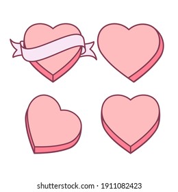 Pink sweet hearts. Blank conversation hearts. Valentines Day clip art set. Vector illustration.