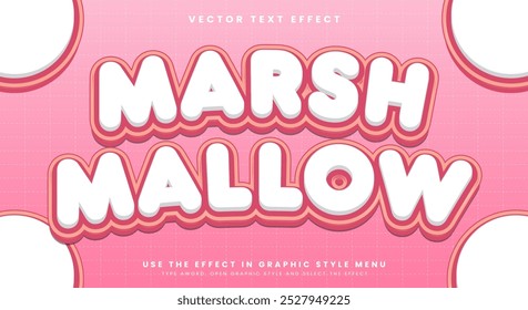 Pink Sweet Marsh Mallow Cartoon Style editable Text Effect Template suitable for soft theme