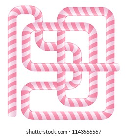 Pink sweet tube, lollipop tube, long candy, hard candy vector illustration