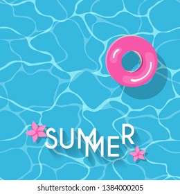 Pink swim ring on seamless pool ripples 