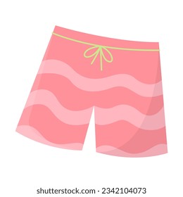 Pink swimming trunks for men or boys vector. Cartoon drawing of pink shorts for beach holiday isolated on white background. Swimwear, fashion, summer, vacation concept