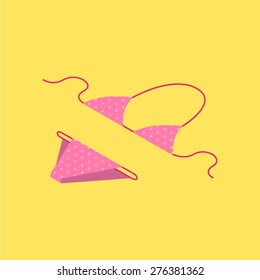 Pink swimsuit. Isometric icon. Vector image.