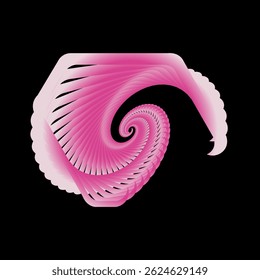 Pink Swirl Geometric Shape on black background