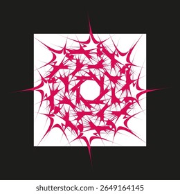 Ícone de redemoinho rosa. Padrão de vórtice espinhoso. Símbolo do vetor energético. Design de contraste arrojado.