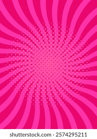 Pink swirling radial background with halftone dots creating vintage effect, ideal for comic books, graphic novels, posters, and social media content