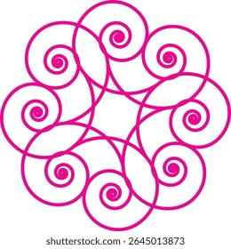 Pink swirling spiral abstract background design.