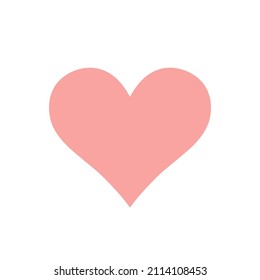 Pink symmetric heart isolated on white background. Minimalistic illustration for weddings, prints, t-shirts, Valentines Day cards. Sign of love, romance, feelings, relationships. Vector illustration