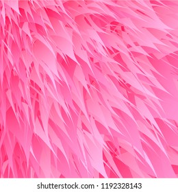 pink synthetic fur vector texture. Rose shaggy animal skin imitation, furry background.