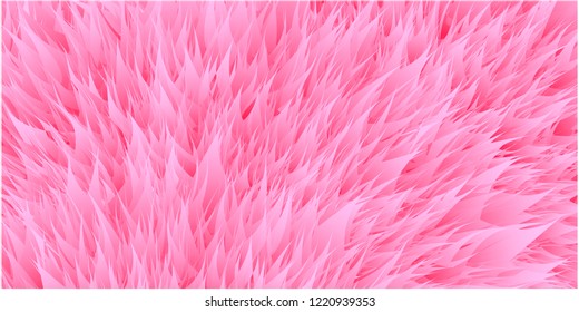 Pink Synthetic Fur Vector Texture. Rose Shaggy Animal Skin Imitation, Furry Background.