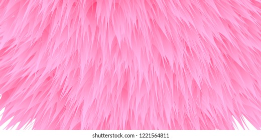 pink synthetic fur vector texture. Rose shaggy animal skin imitation, furry background.