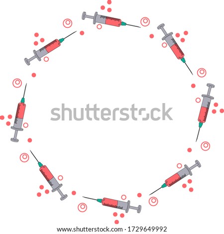 A pink syringe round frame template.