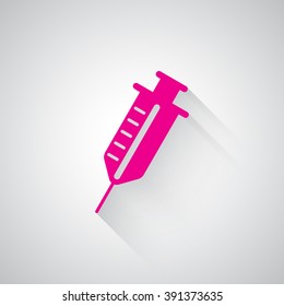 Pink Syringe web icon on light grey background