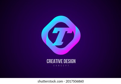 pink T alphabet letter logo icon. Creative design template for company and business