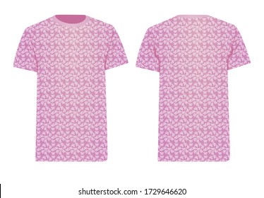 Pink t shirt butterfly pattern. vector