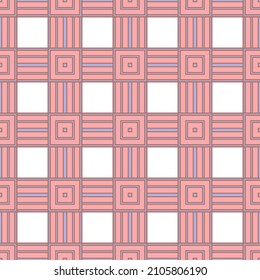 pink table geometric with small grid, purple line and white schedule seamless pattern vector illustration, flat design. use to invitation card, print, textile, web and wallpaper