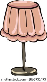 Lámpara de mesa rosa, ilustración, vector sobre fondo blanco.