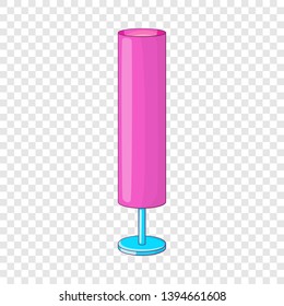 Pink table lamp icon. Cartoon illustration of lamp vector icon for web design