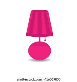Pink table lamp with shadow isolated on white background.